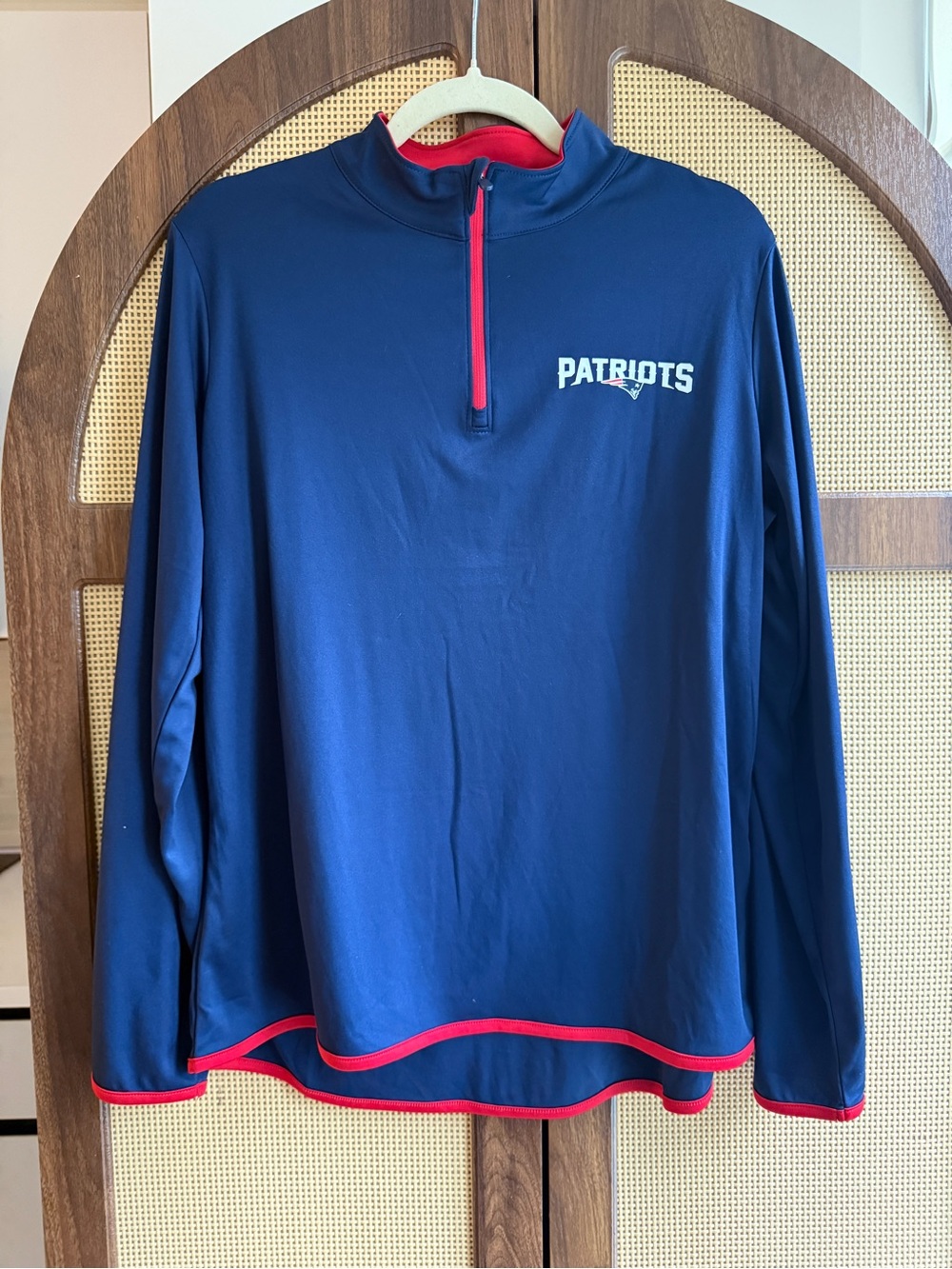 Fanatics Patriots Navy Quarter-Zip Pullover - size Large